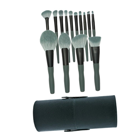 Professional Makeup Brush Set 14Pc Cosmetics Tool Kit Soft Fiber Brushes for Face Eyes Lips Green Bamboo Handle