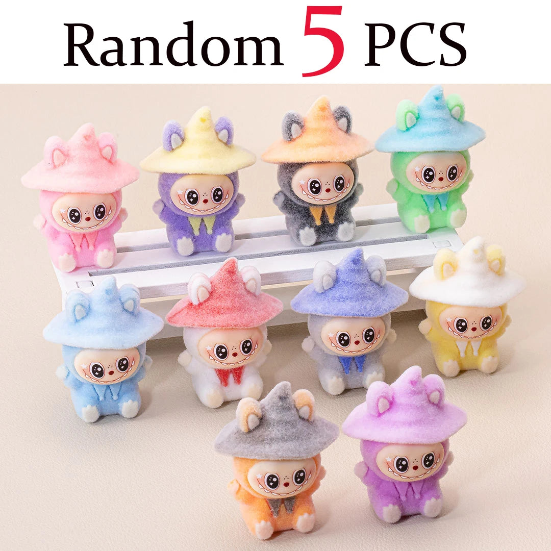 Lububu Anime Magician Flocked DIY Action Figure Decorative Pendant Desktop Kawaii Dolls Car Ornaments Toy