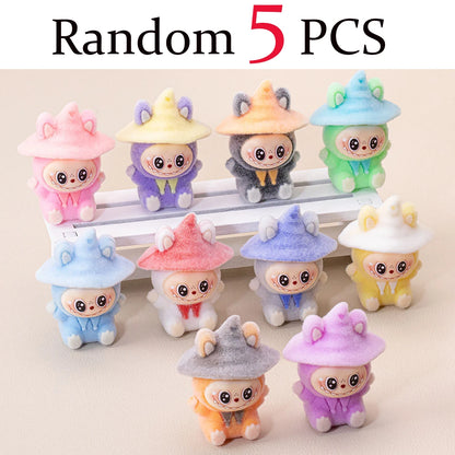Lububu Anime Magician Flocked DIY Action Figure Decorative Pendant Desktop Kawaii Dolls Car Ornaments Toy