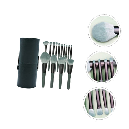 Professional Makeup Brush Set 14Pc Cosmetics Tool Kit Soft Fiber Brushes for Face Eyes Lips Green Bamboo Handle