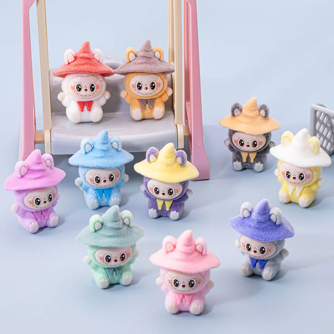 Lububu Anime Magician Flocked DIY Action Figure Decorative Pendant Desktop Kawaii Dolls Car Ornaments Toy
