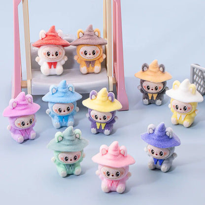 Lububu Anime Magician Flocked DIY Action Figure Decorative Pendant Desktop Kawaii Dolls Car Ornaments Toy