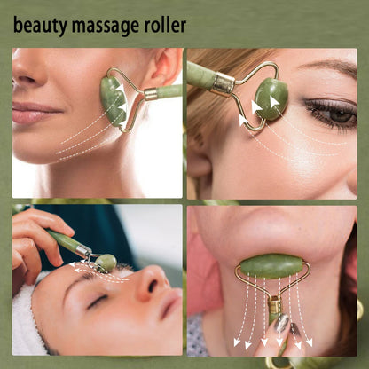 New anti Aging Jade Stone Massage Set Gua Sha Rose Quartz Jade Face Roller Gua Shua