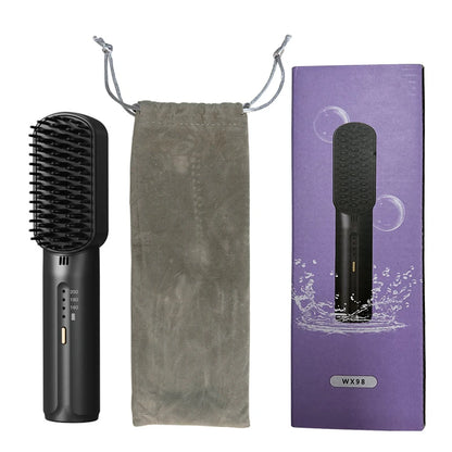 Wireless Hair Straightener Heating Negative Ion Straight Curling Hair Comb Rechargeable Anti-Scalding Electric Hair Care Brushes