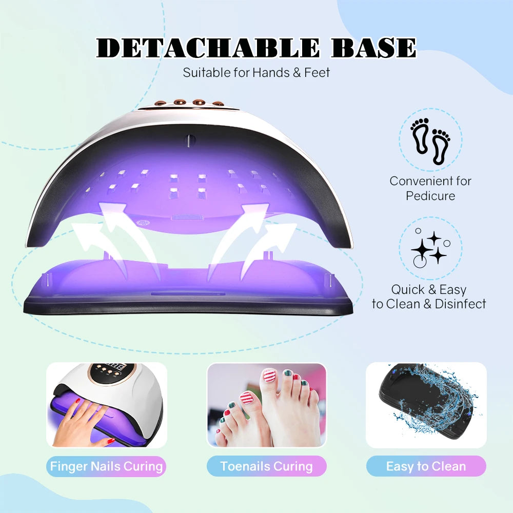 280W UV LED Nail Dryer for Gel Polish Faster Gel Nail Curing Lamp with 66Pcs LCD Display and 4 Timer for Home Pedicure Manicure