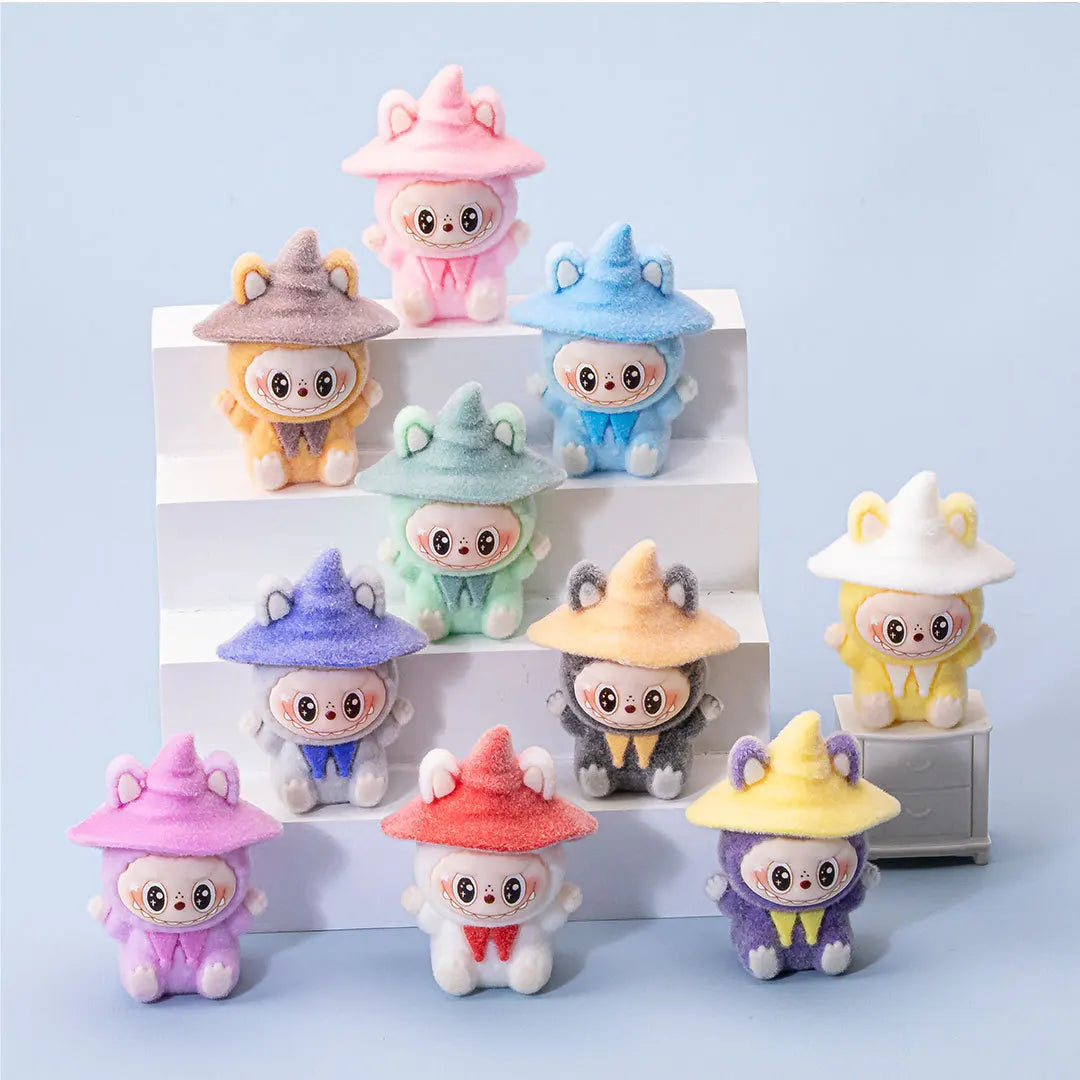 Lububu Anime Magician Flocked DIY Action Figure Decorative Pendant Desktop Kawaii Dolls Car Ornaments Toy