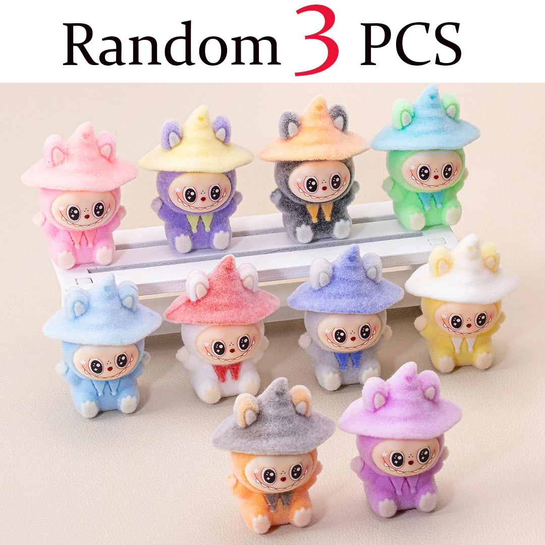 Lububu Anime Magician Flocked DIY Action Figure Decorative Pendant Desktop Kawaii Dolls Car Ornaments Toy