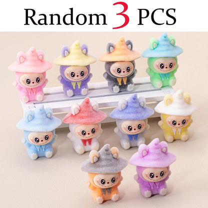 Lububu Anime Magician Flocked DIY Action Figure Decorative Pendant Desktop Kawaii Dolls Car Ornaments Toy