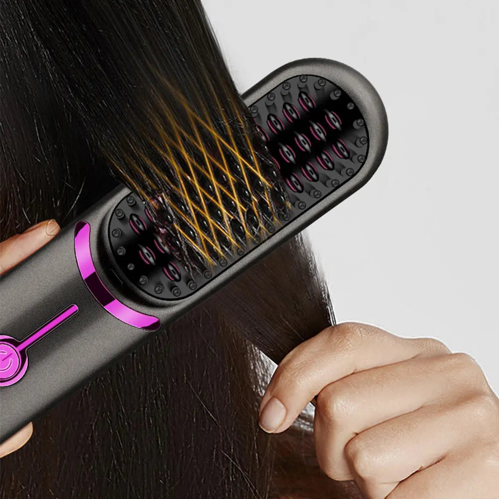 Electric Hot Comb USB Charging Hair Straightening Brush 5200Mah Cordless Hair Straightener Brush Anti-Scalding Hair Styling Tool