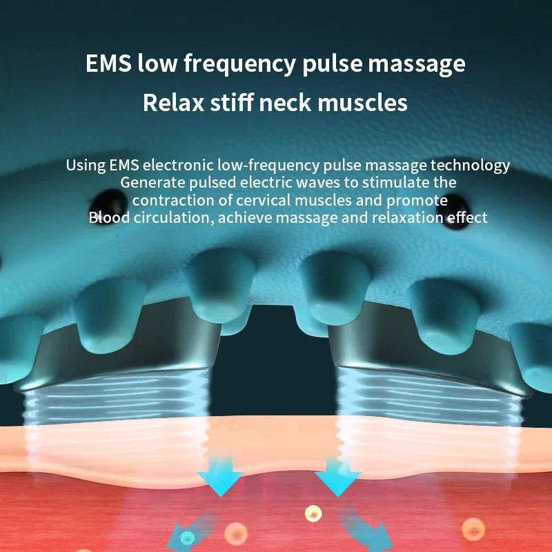 NEW Electric Cervical Massager Neck Acupoint Point Vibration Massage Pillow Heated Neck Correction Traction Support Pain Relief