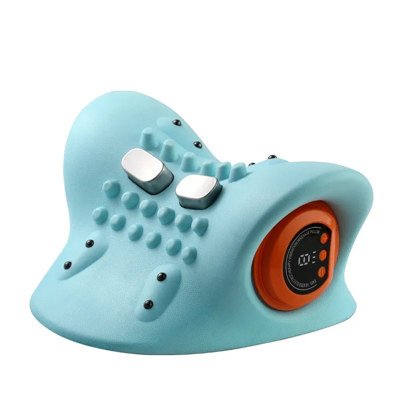 NEW Electric Cervical Massager Neck Acupoint Point Vibration Massage Pillow Heated Neck Correction Traction Support Pain Relief
