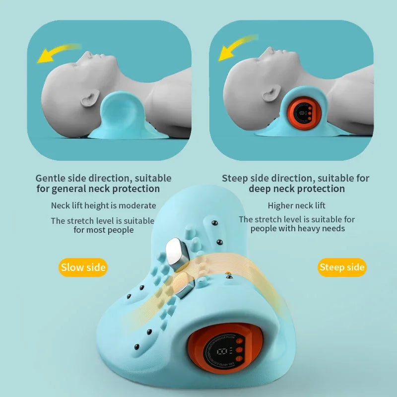 NEW Electric Cervical Massager Neck Acupoint Point Vibration Massage Pillow Heated Neck Correction Traction Support Pain Relief
