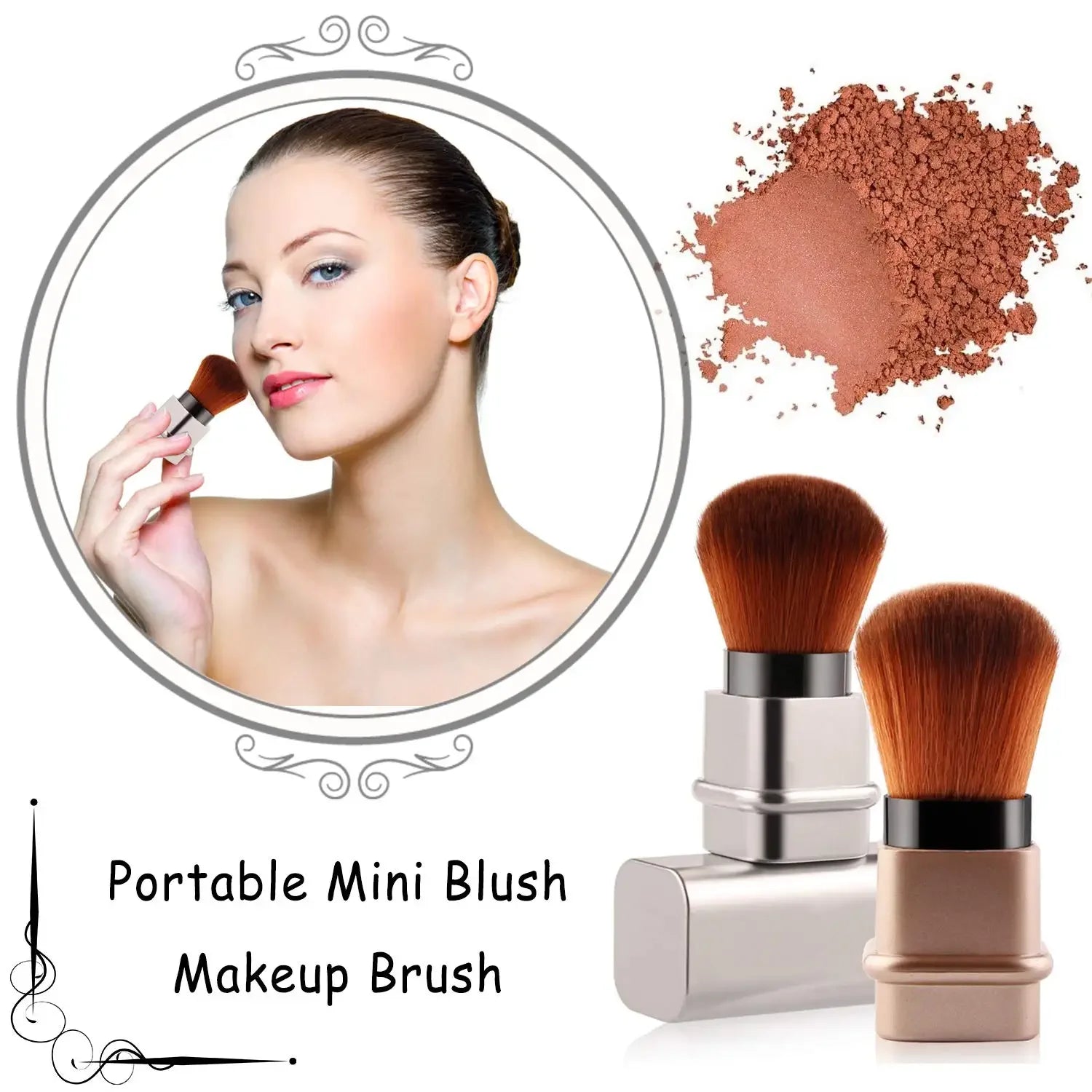 Square Retractable Single Blush Brush – Loose Powder & Setting Brush with Cover, Portable Multi-Functional Makeup Tool