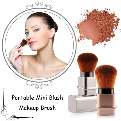 Square Retractable Single Blush Brush – Loose Powder & Setting Brush with Cover, Portable Multi-Functional Makeup Tool