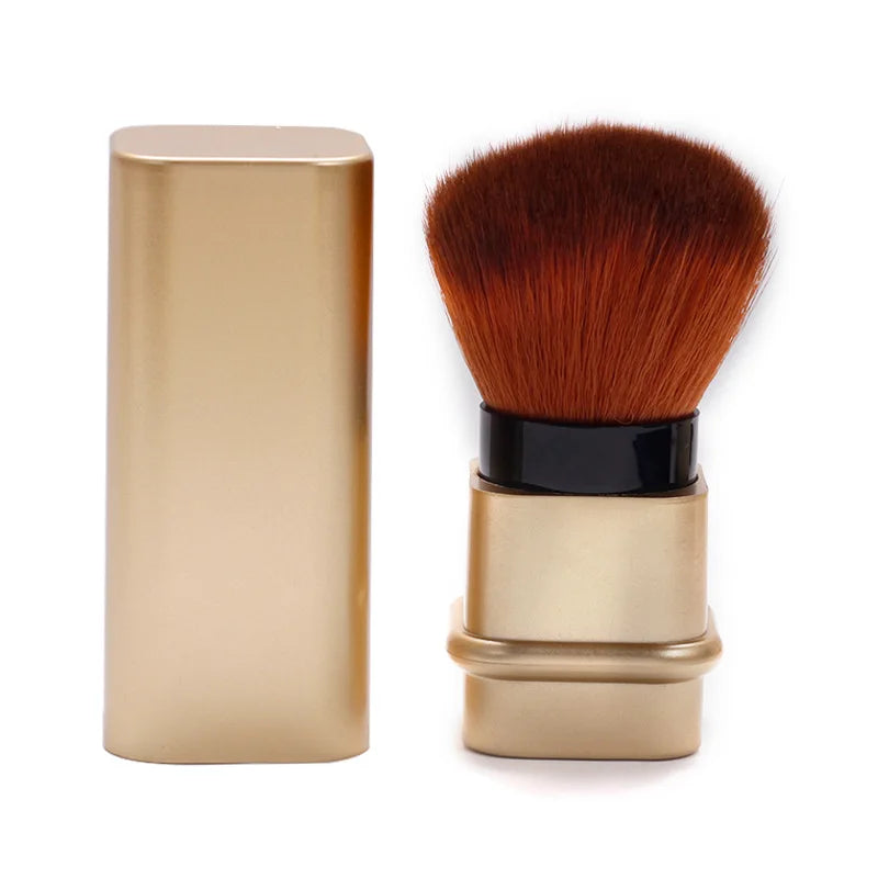 Square Retractable Single Blush Brush – Loose Powder & Setting Brush with Cover, Portable Multi-Functional Makeup Tool
