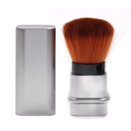 Square Retractable Single Blush Brush – Loose Powder & Setting Brush with Cover, Portable Multi-Functional Makeup Tool