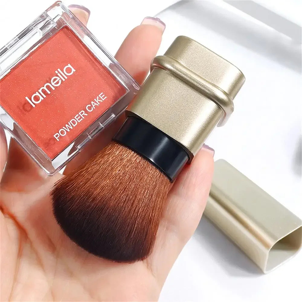 Square Retractable Single Blush Brush – Loose Powder & Setting Brush with Cover, Portable Multi-Functional Makeup Tool