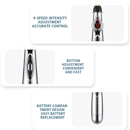 Electric Massage Pen Adjustable for Body Back Hand Massage Press and Relax Muscles, Battery Powered Silver