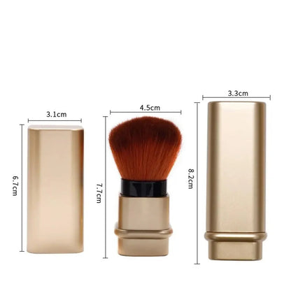 Square Retractable Single Blush Brush – Loose Powder & Setting Brush with Cover, Portable Multi-Functional Makeup Tool