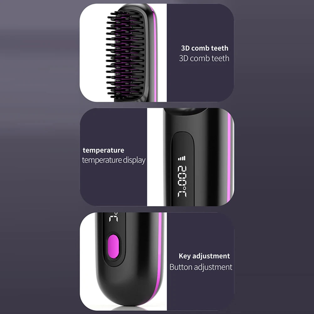 Hair Straightening Comb with Digital Display 3 Level Adjustables Hair Flat Irons Hair Styling Tool