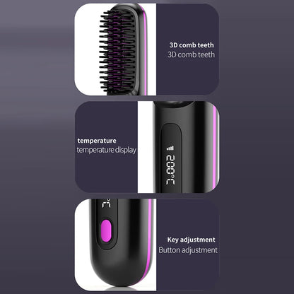 Hair Straightening Comb with Digital Display 3 Level Adjustables Hair Flat Irons Hair Styling Tool