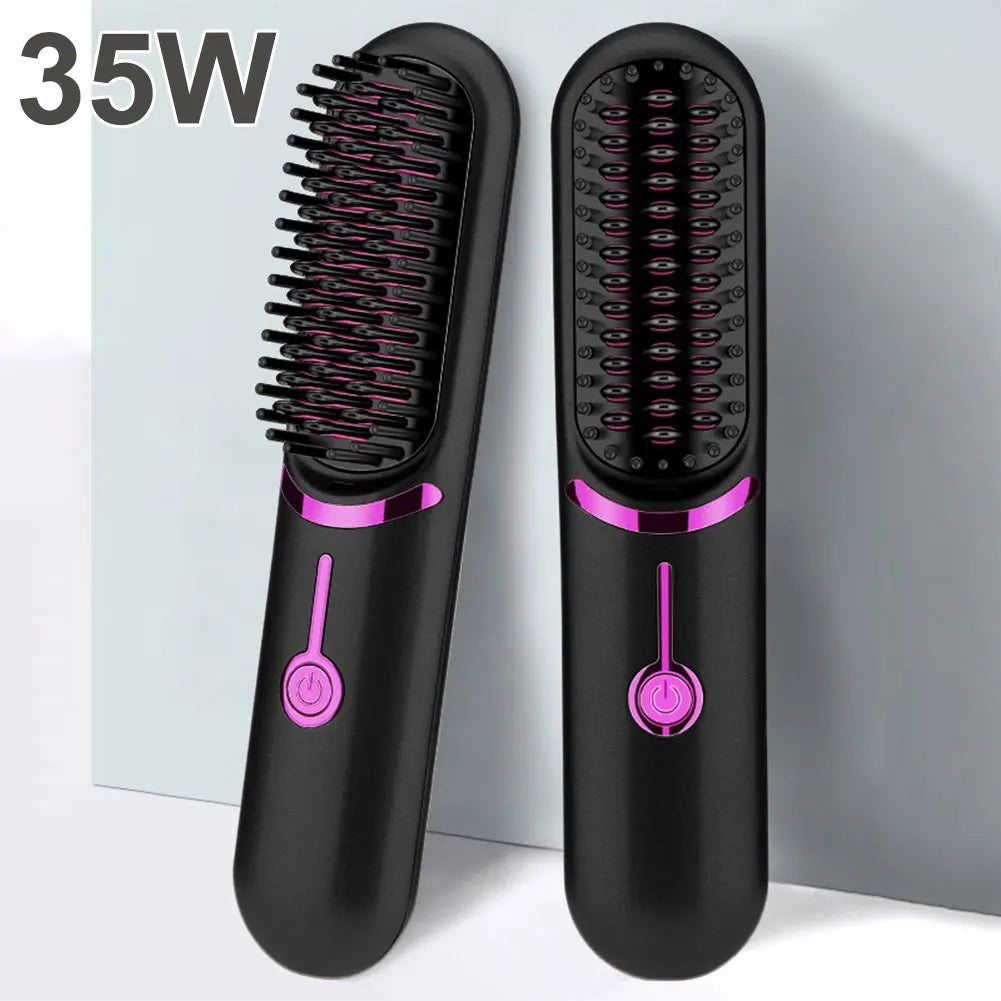 Electric Hot Comb USB Charging Hair Straightening Brush 5200Mah Cordless Hair Straightener Brush Anti-Scalding Hair Styling Tool