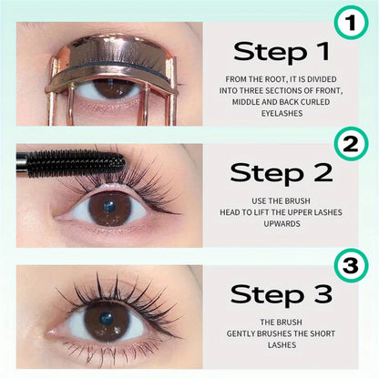 Lengthening Mascara Extreme Black Curling Mascara Long-Lasting Formula, Waterproof and Non-Fading Contains Plant Squalane
