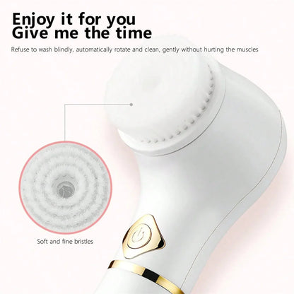 Electric Facial Cleansing Brush, Spin Face Brush for Deep Cleansing,Gentle Exfoliating and Massaging, 3 Brush Heads，Rechargeable