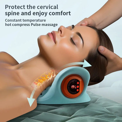 NEW Electric Cervical Massager Neck Acupoint Point Vibration Massage Pillow Heated Neck Correction Traction Support Pain Relief