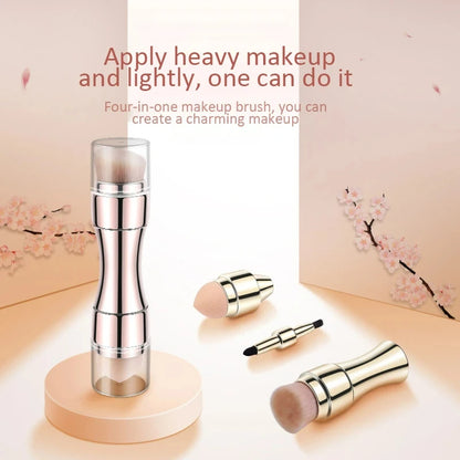4 in 1 Makeup Brush Set Multifunctional Eye Shadow Brush Portable Foundation Brush Blush Brush Lip Brush