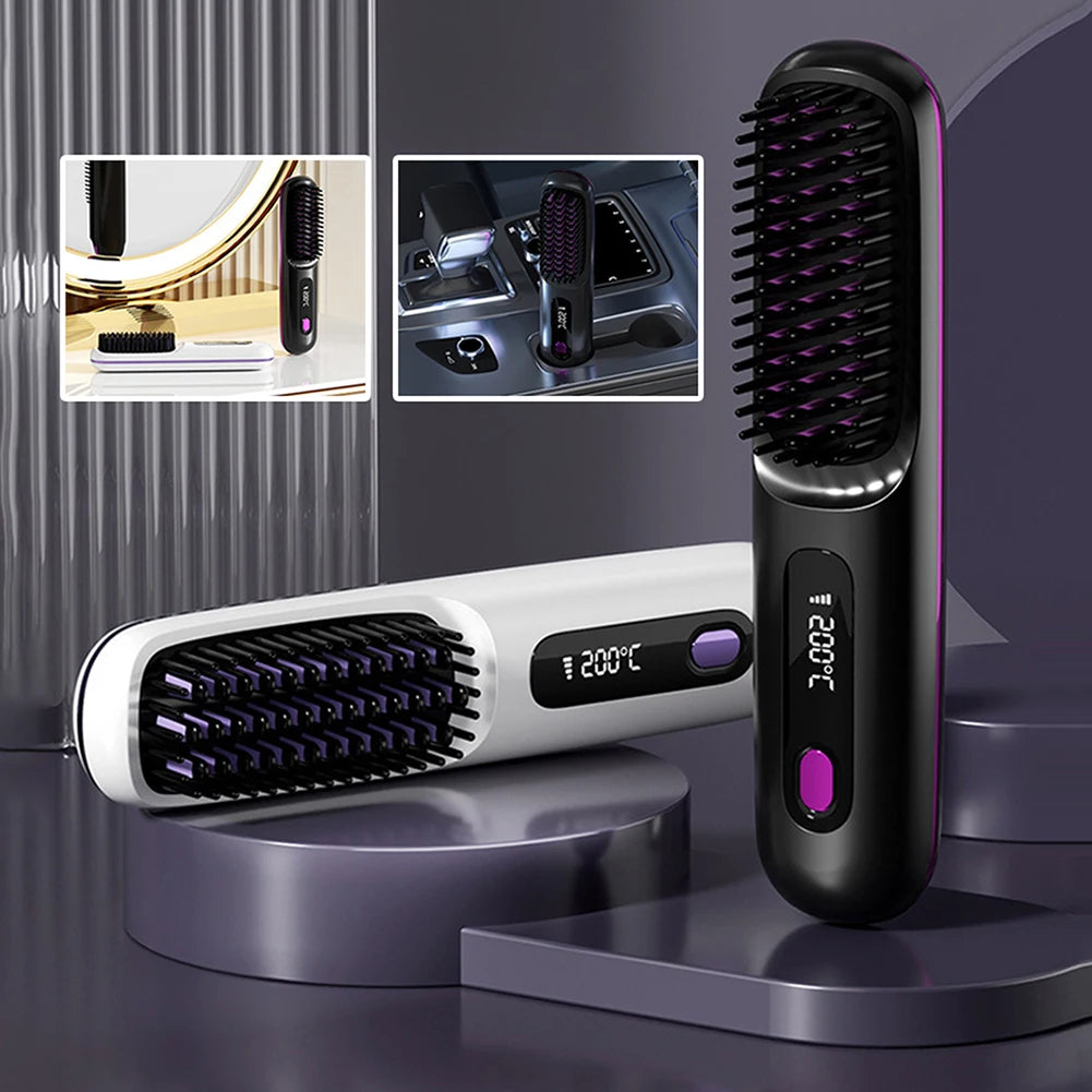 Hair Straightening Comb with Digital Display 3 Level Adjustables Hair Flat Irons Hair Styling Tool