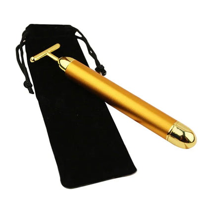 Energy 24K Gold T Beauty Bar Facial Roller Massager T-Shape Energy Beauty Bar Pulse Firming Face Massage Lift Tool