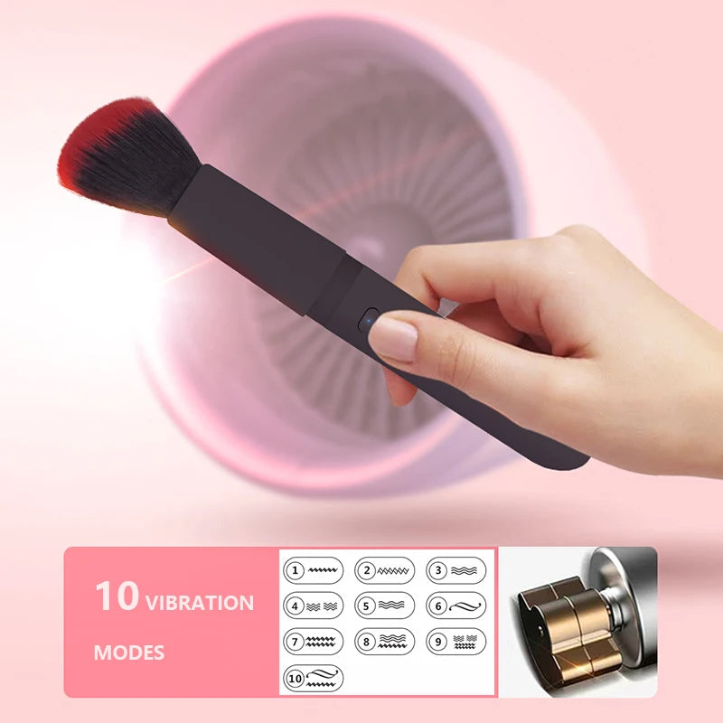 Vibrating Makeup Brush with 10 Vibration Frequencies for Quick Makeup Electric Makeup Puff Applicator Blending Brush