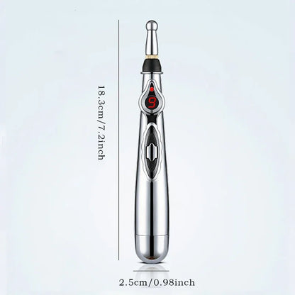 Electric Massage Pen Adjustable for Body Back Hand Massage Press and Relax Muscles, Battery Powered Silver