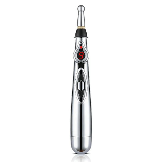Electric Massage Pen Adjustable for Body Back Hand Massage Press and Relax Muscles, Battery Powered Silver
