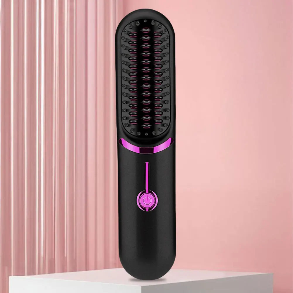 Electric Hot Comb USB Charging Hair Straightening Brush 5200Mah Cordless Hair Straightener Brush Anti-Scalding Hair Styling Tool