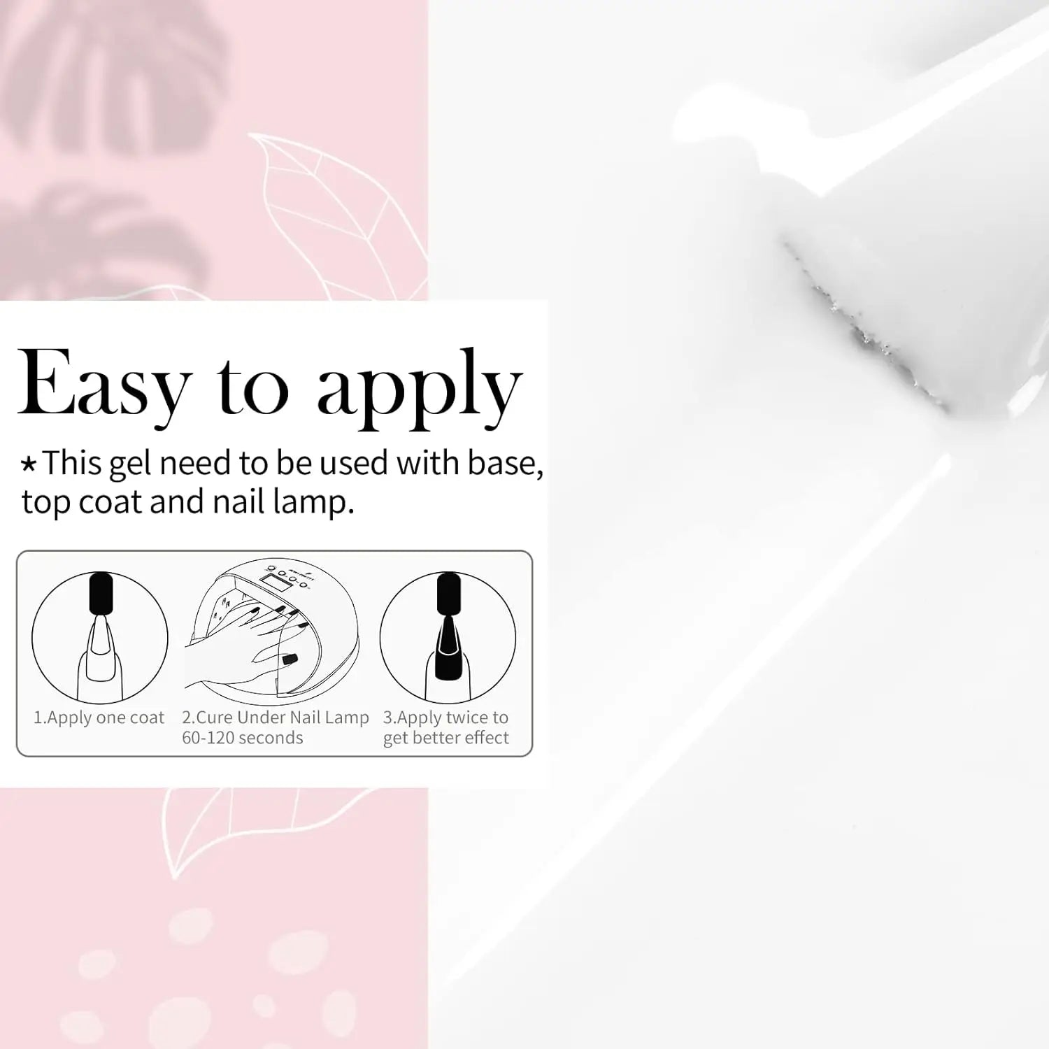 White Gel Nail Polish Soak off Varnish UV Light Cure Gel Polish for French Tips Nail Art DIY Manicure at Home