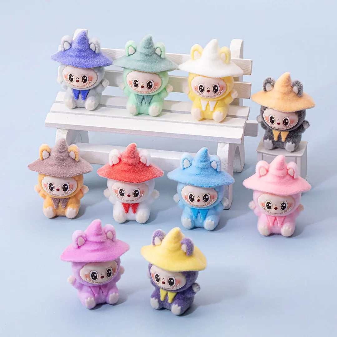 Lububu Anime Magician Flocked DIY Action Figure Decorative Pendant Desktop Kawaii Dolls Car Ornaments Toy