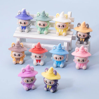 Lububu Anime Magician Flocked DIY Action Figure Decorative Pendant Desktop Kawaii Dolls Car Ornaments Toy
