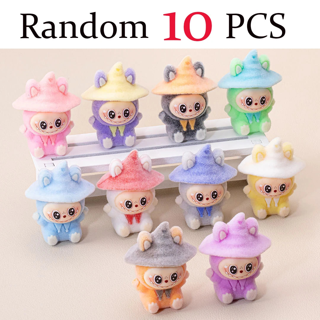 Lububu Anime Magician Flocked DIY Action Figure Decorative Pendant Desktop Kawaii Dolls Car Ornaments Toy
