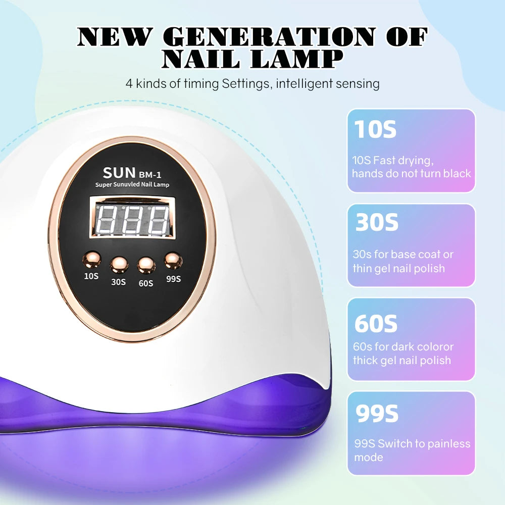 280W UV LED Nail Dryer for Gel Polish Faster Gel Nail Curing Lamp with 66Pcs LCD Display and 4 Timer for Home Pedicure Manicure