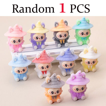 Lububu Anime Magician Flocked DIY Action Figure Decorative Pendant Desktop Kawaii Dolls Car Ornaments Toy