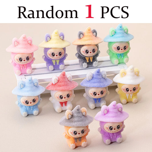 Lububu Anime Magician Flocked DIY Action Figure Decorative Pendant Desktop Kawaii Dolls Car Ornaments Toy