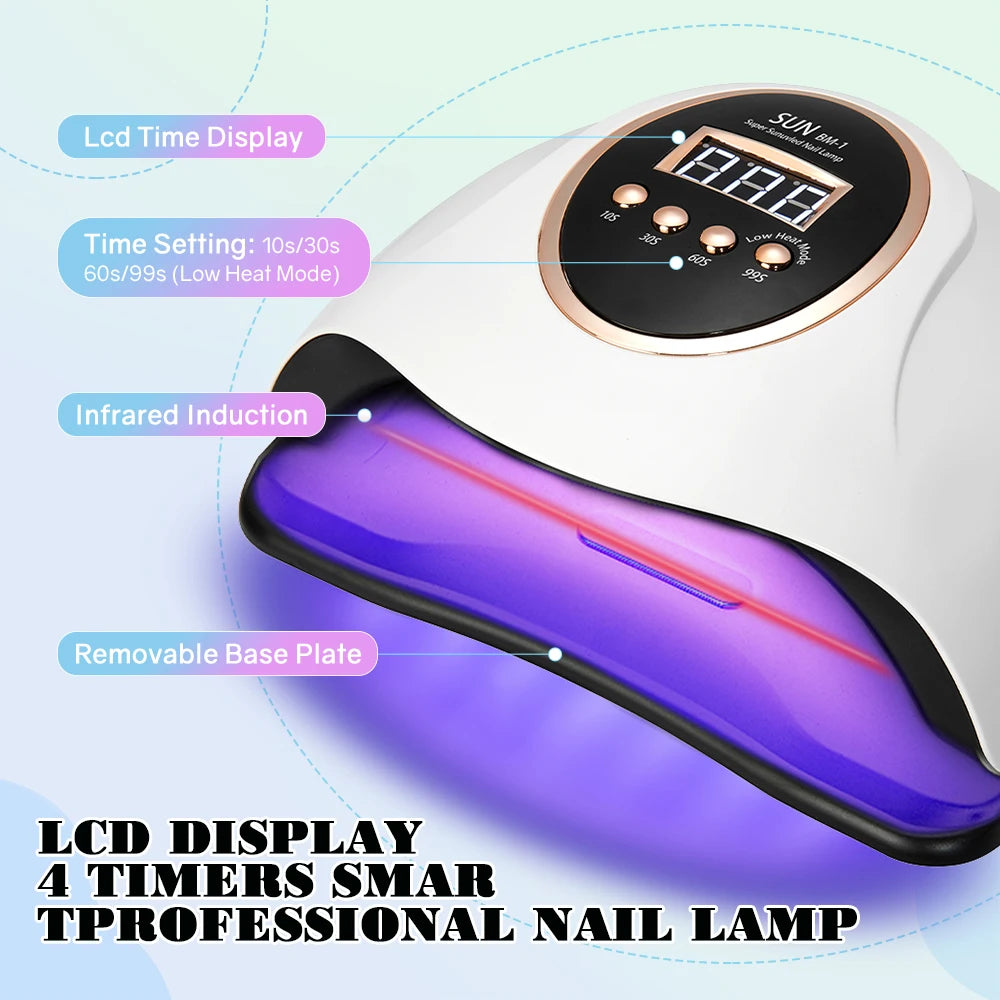 280W UV LED Nail Dryer for Gel Polish Faster Gel Nail Curing Lamp with 66Pcs LCD Display and 4 Timer for Home Pedicure Manicure