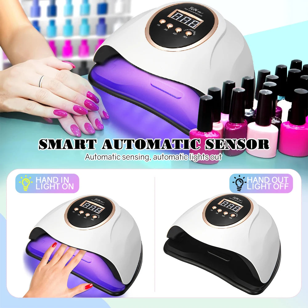 280W UV LED Nail Dryer for Gel Polish Faster Gel Nail Curing Lamp with 66Pcs LCD Display and 4 Timer for Home Pedicure Manicure