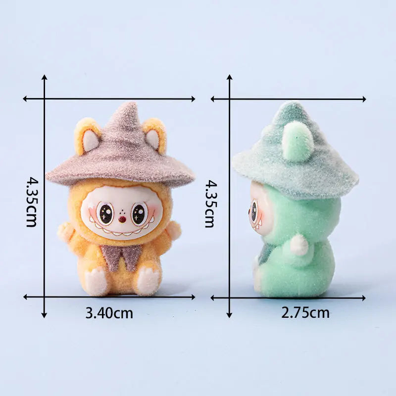 Lububu Anime Magician Flocked DIY Action Figure Decorative Pendant Desktop Kawaii Dolls Car Ornaments Toy