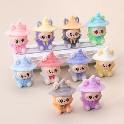 Lububu Anime Magician Flocked DIY Action Figure Decorative Pendant Desktop Kawaii Dolls Car Ornaments Toy